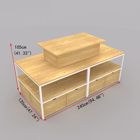 GUHUI240cmDouble-SidedCosmeticsDisplayTablewithStorageDrawers_2