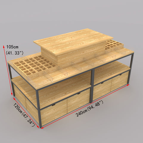 GUHUI240cmIslandCosmeticDisplayTablewithAcrylicOrganizers_Storage_2