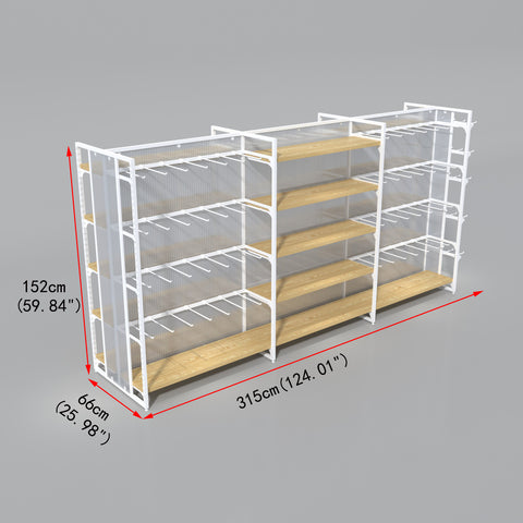 GUHUIDouble-SidedGondolaShelvingwithHooks_EndShelvesWhite345cm_1