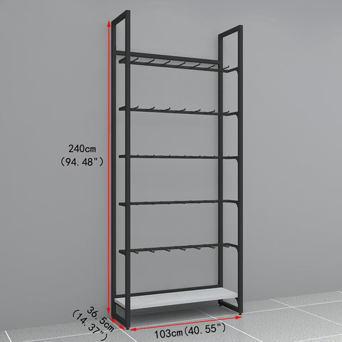 GUHUIBlackMetalWallDisplayRackwithHooks_ModularRetailHangingSystem503cm_1