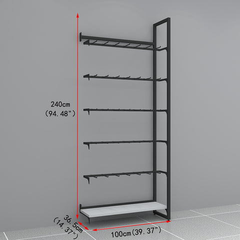 GUHUIBlackMetalWallDisplayRackwithHooks_ModularRetailHangingSystem503cm_2