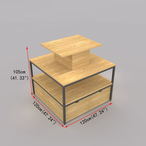 GUHUICosmeticDisplayTablewithCabinetStorageBase_CenterPlatformNaturalWood_2