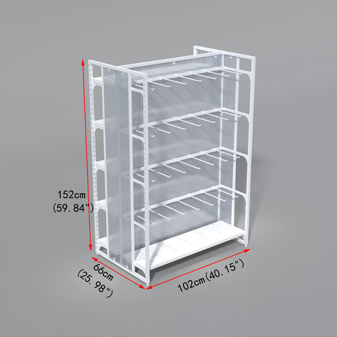 GUHUIDouble-SidedGondolaDisplayShelvingwithSquareTubeHooksWhite_3