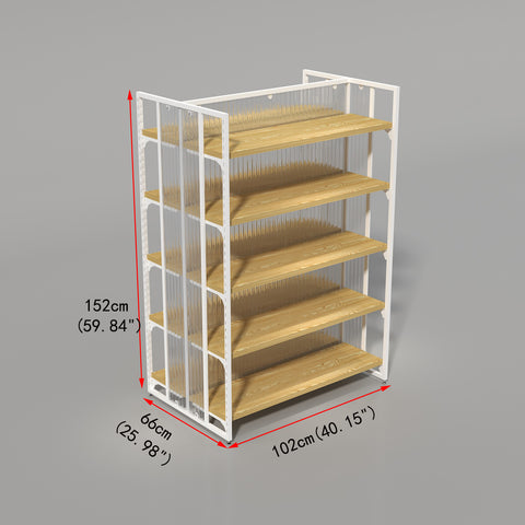 GUHUIDouble-SidedGondolaShelvingUnitwithWoodShelves_2