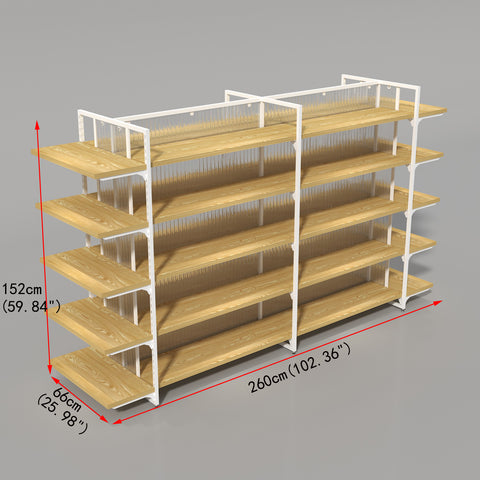 GUHUIDouble-SidedGondolaShelvingUnitwithWoodShelves_RetailCenterDisplayRack_2