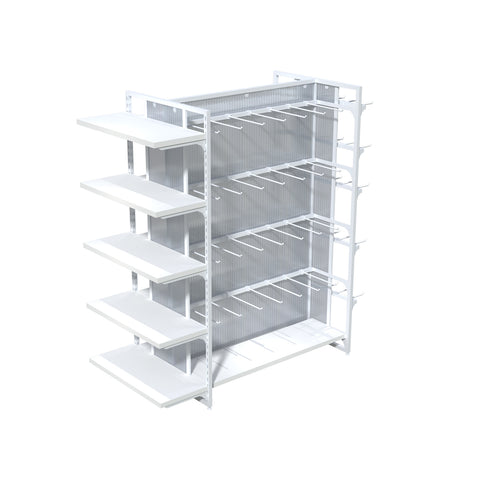 GUHUIDouble-SidedGondolaShelvingwithShelves_HooksandEndDisplayPanelsWhite_2