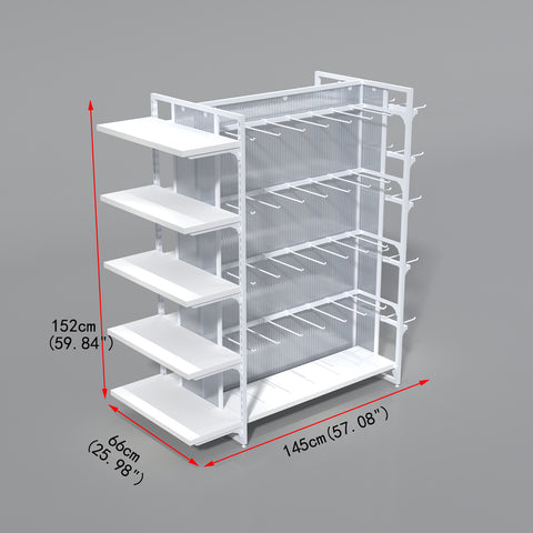 GUHUIDouble-SidedGondolaShelvingwithShelves_HooksandEndDisplayPanelsWhite_3