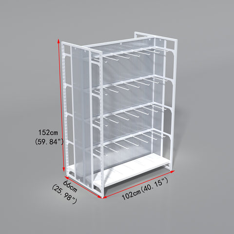 GUHUIDouble-SidedIslandDisplayRackwithSquareTubeHooks_4-TierRetailGondolaShelving_2