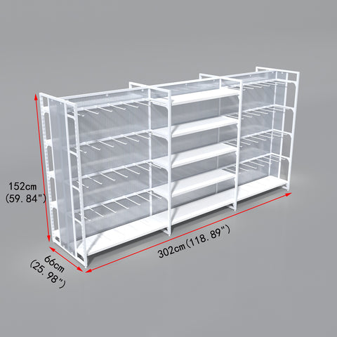 GUHUIExtra-LongDouble-SidedIslandDisplayRackwithShelves_Hooks302cm_3