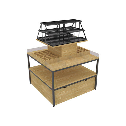GUHUIMulti-TierCosmeticDisplayTablewithShelving_StorageCabinetNaturalWood_1
