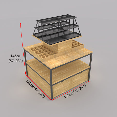 GUHUIMulti-TierCosmeticDisplayTablewithShelving_StorageCabinetNaturalWood_2