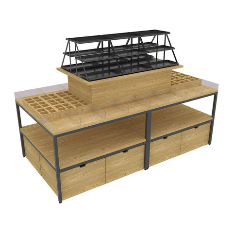 GUHUIMulti-TierDouble-SidedIslandCosmeticDisplayTablewithAcrylicOrganizers_1