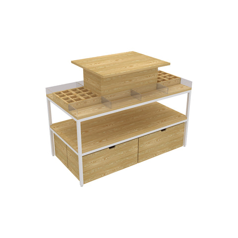 GUHUIRectangularCosmeticsDisplayTablewithAcrylicOrganizers_StorageDrawers_CenterPlatform_1