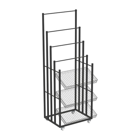 GUHUIRollingUmbrellaDisplayRackwithWireBasketsBlack_1