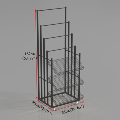 GUHUIRollingUmbrellaDisplayRackwithWireBasketsBlack_2