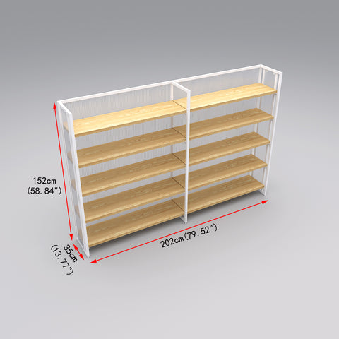 GUHUISingle-SidedDouble-BayRetailGondolaDisplayShelvingUnitwithWoodShelvesWhiteFrame_2