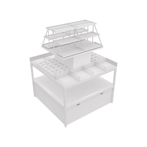GUHUISquareCosmeticDisplayTablewithTieredShelving_AcrylicOrganizers_1