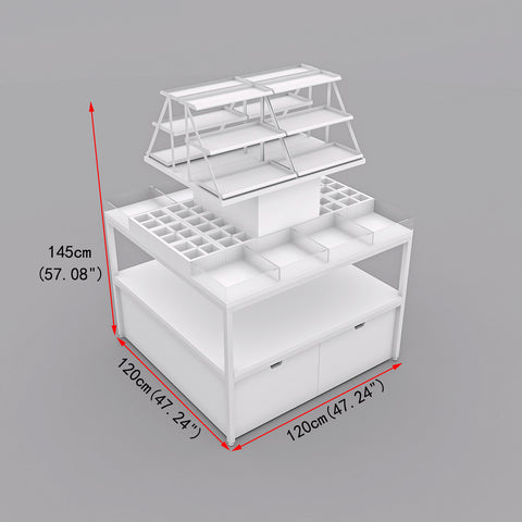 GUHUISquareCosmeticDisplayTablewithTieredShelving_AcrylicOrganizers_2