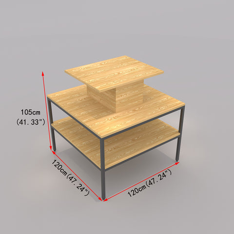 GUHUITieredCosmeticDisplayTablewithCentralRiserPlatformNaturalWood_2