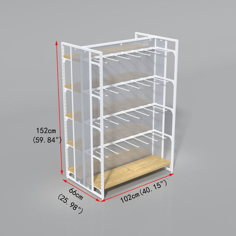 GUHUIWhiteDouble-SidedIslandDisplayRackwithWoodenShelves_Hooks_3