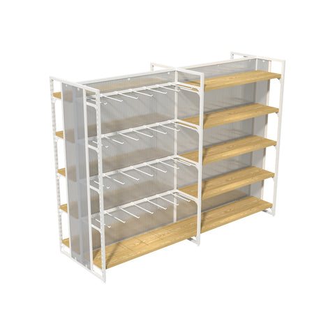 GUHUIWhiteIslandDisplayRackwithWoodenShelves_Hooks202cm_2