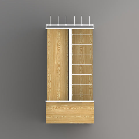GUHUIWhiteIslandDisplayRackwithWoodenShelves_Hooks_BothSides_Ends_1