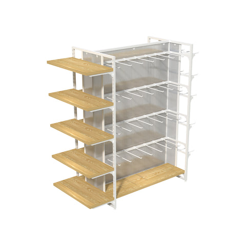 GUHUIWhiteIslandDisplayRackwithWoodenShelves_Hooks_BothSides_Ends_2