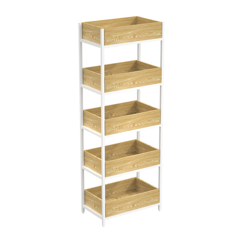 GUHUI_5-Tier_Retail_Display_Shelf_with_Wooden_Crates_and_White_Metal_Frame_1